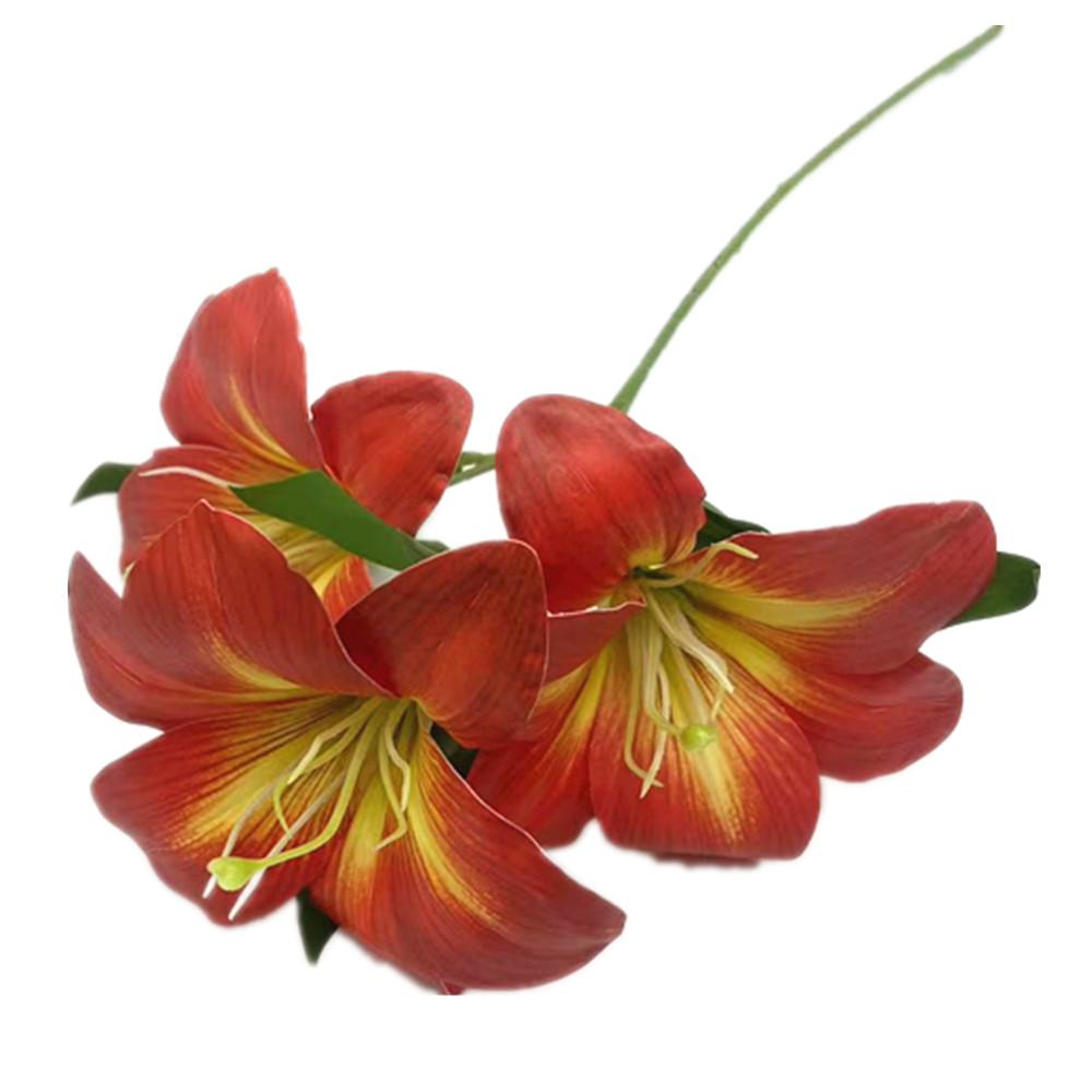 6pcs Artificial Nepenthe Plant Branch 3 Heads Real Touch 3D Printing Day Lily Flower Stem