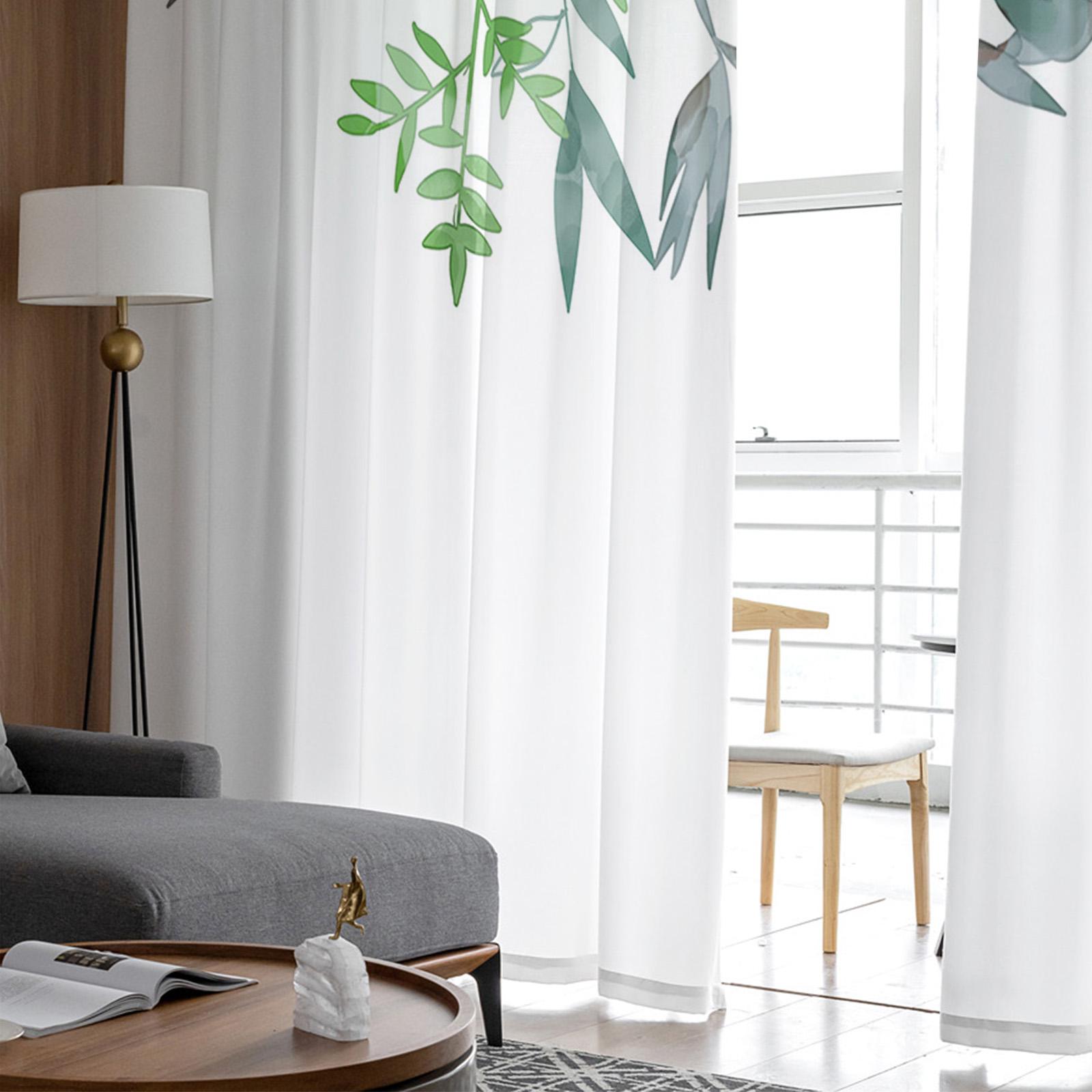 Растения Цветы Акварель Оранжевый Зеленый Прозрачная Занавеска Для Окна Тюлевые Шторы — фото 4