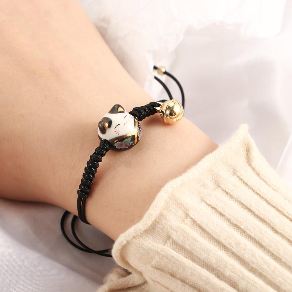 Braided Rope Ceramics Cat Zodiac Hand Rope Women Gifts Fashion Jewelry Red Rope Bracelet