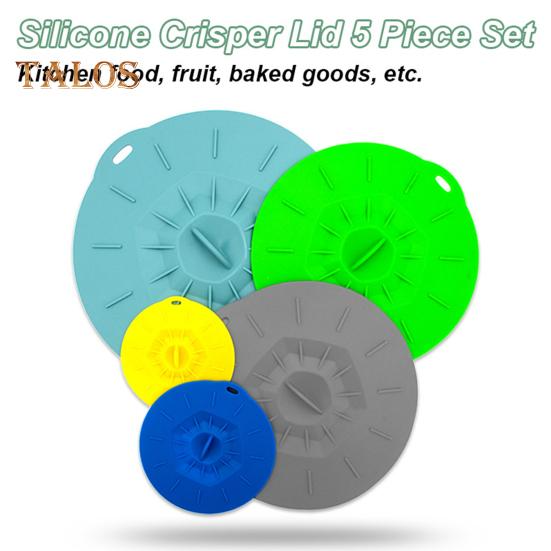 5 st Silikon Matlock Set Läcksäkra Flerstorlekslock för Skålar Grytor Stekpannor Värmebeständiga Mikrovågsugnssäkra Stekpannlock