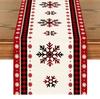 Linen Christmas Table Flag with Snowman & Santa Prints - Festive Table Mat Decorations