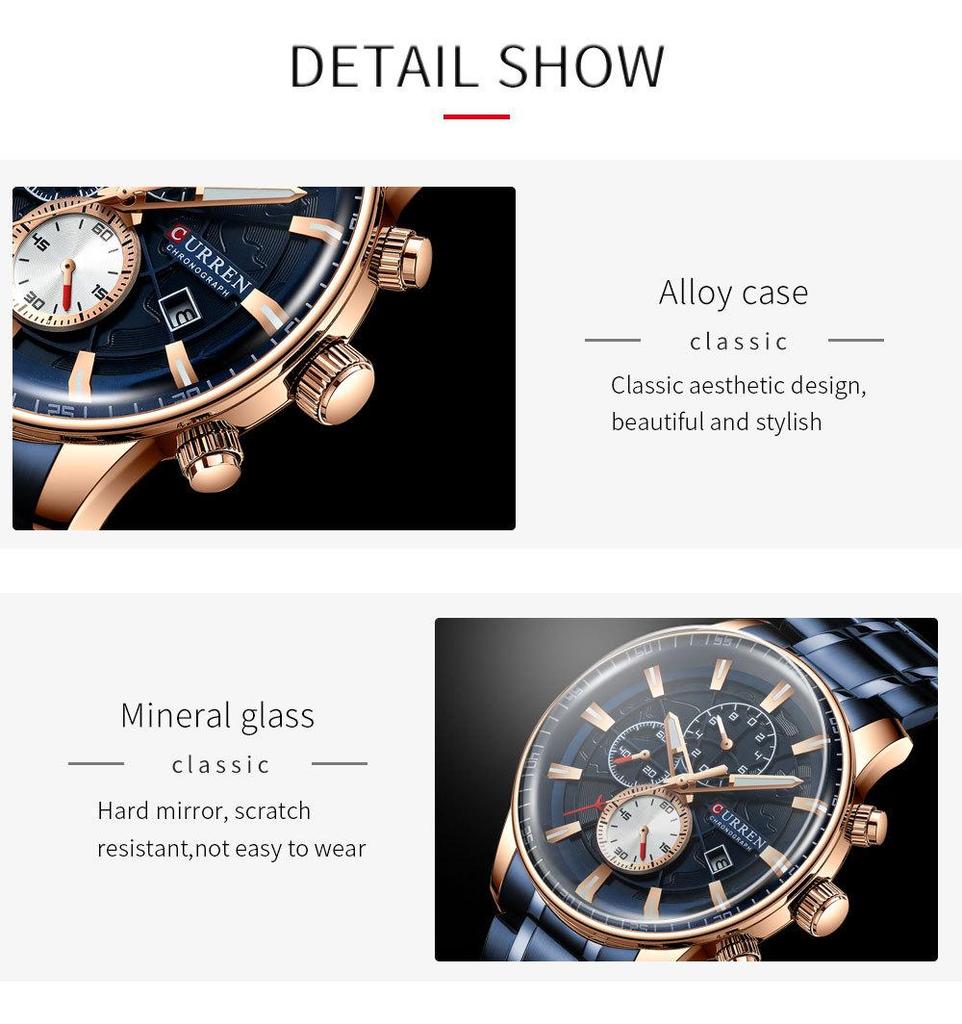 CURREN 8362 Men's Waterproof Six-Hand Business Calendar Watch