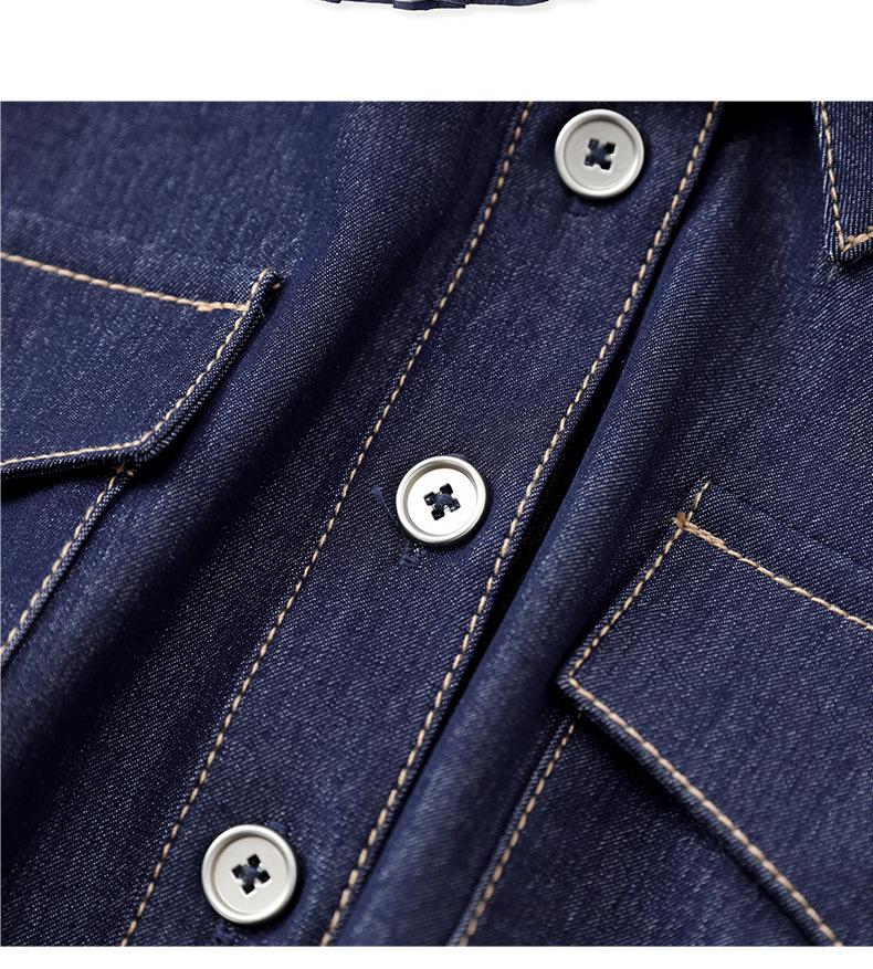 Women's Blue Denim Waist-Slimming Workwear Shirt Dress - Spring Fashion