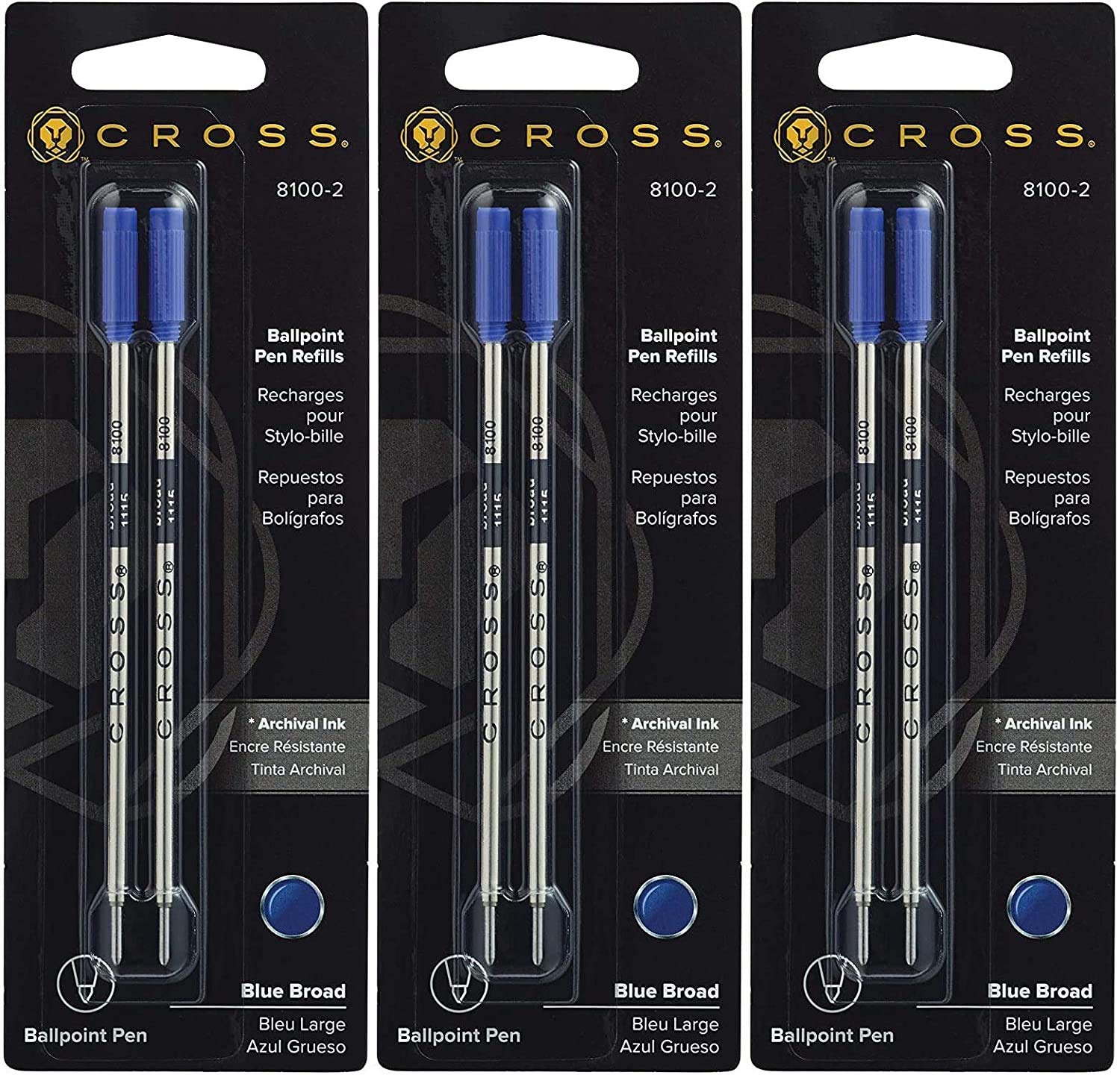 

Cross ballpoint pen refill, broad black, 1 card (8101)