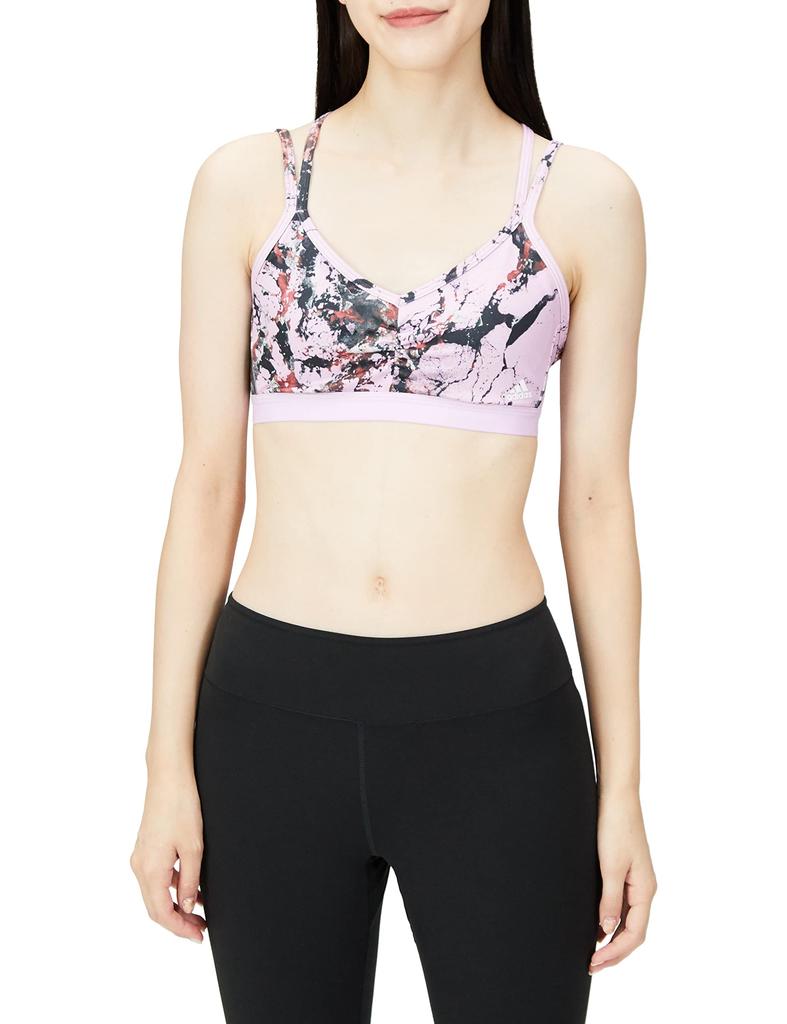 Adidas Yoga Essentials Studio Light Support Sports Bra with Bliss Lilac Sizes Women's All-Over Print, TG117, (HL6115), M-B (AA-B Cup)