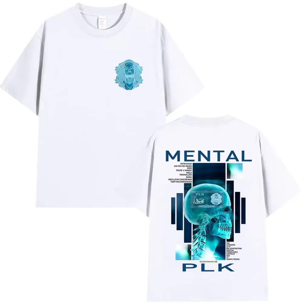 Rapper MENTAL PLK Album 2025 Merch Tričko Pánská gotická móda Trička s krátkým rukávem Dámská retro styl Nadměrná bavlněná trička