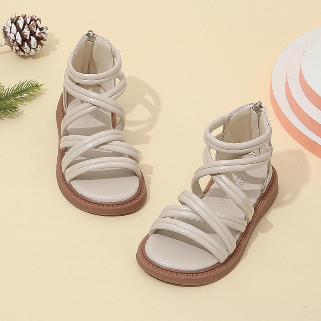 Girls Soft Sole Summer Sandals Outdoor Beach Shoes Strappy Design Lightweight Flexible Sole Toddler Little Kid Footwear
