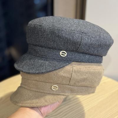 New Octagonal Hat for Women In Autumn and Winter Showing Face Small and High End Korean Style Woolen Painter Beret Warm Peaked Cap