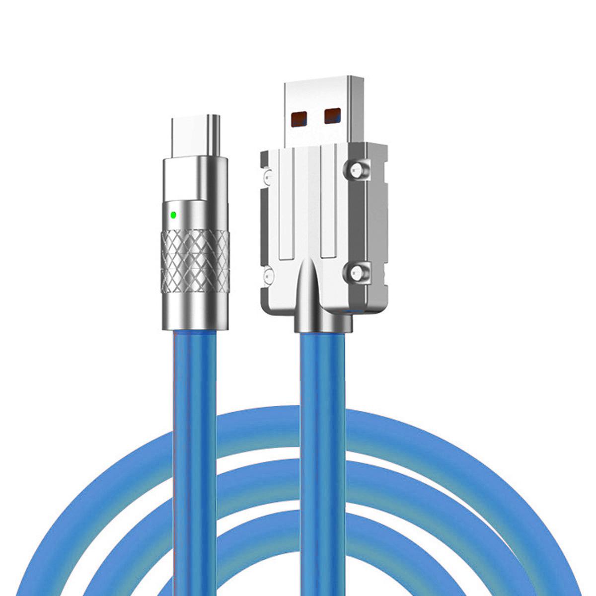 

UC-023-OR-2.0M 2m USB-A to Type-C Liquid Silicone Ultra Soft 120W Power Fast Charge Data Cable Blue