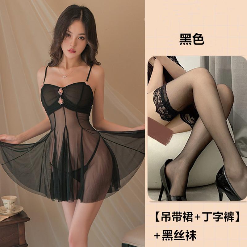 Sexy lingerie sexy mesh perspective hot suspender nightgown passion uniform