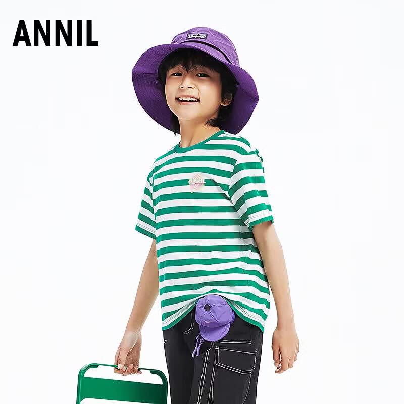 Annil Unisex Kids' Striped Short Sleeve T-Shirt