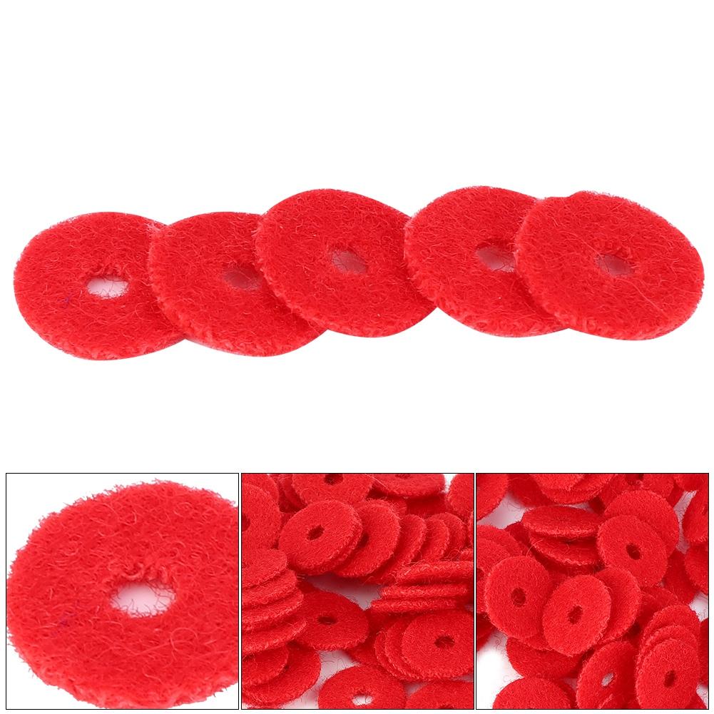 90Pcs Piano Ring Gaskets Soft Wool Small Red Tuning Tool Accessories 1mm Thickness