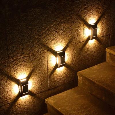 12 LED Solarna lampa ścienna zewnętrzna wodoodporna cztery strony świecące światło schody willa balkon oświetlenie solarne ścienne lampy