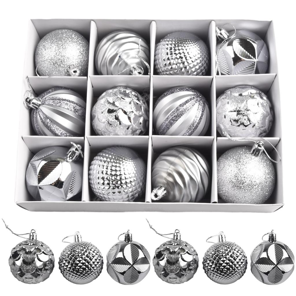 Decorative Christmas Xmas Tree Ball Bauble Hanging Decor 12Pcs/Set 60mm Diameter Safe and Long Lasting Materials