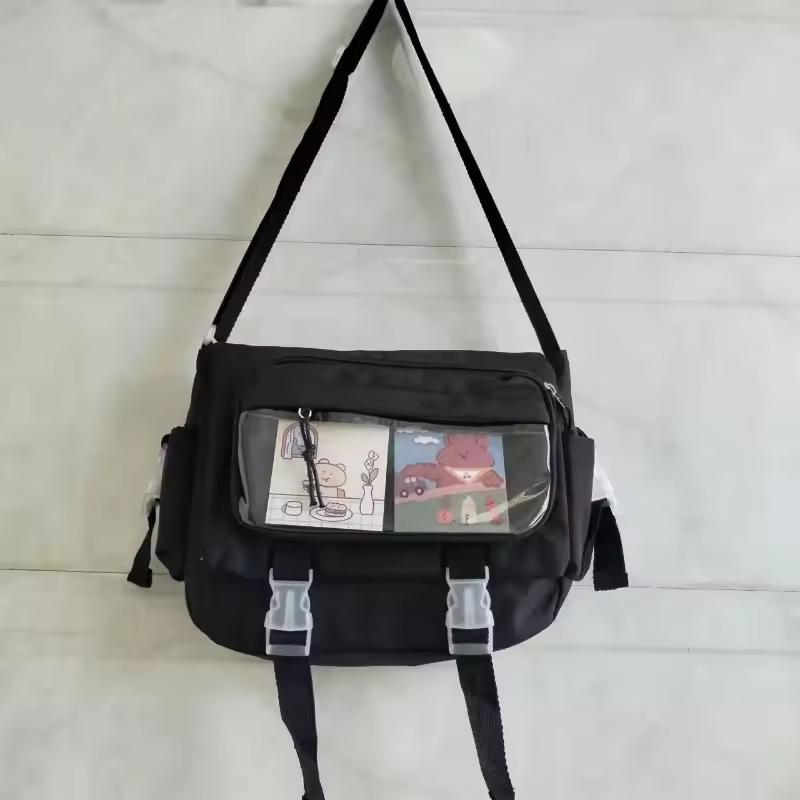 Nylon Crossbody Bag for Girls School Japanese Transparent Bookbag Pocket Women Handbag Shoulder Messenger Satchels