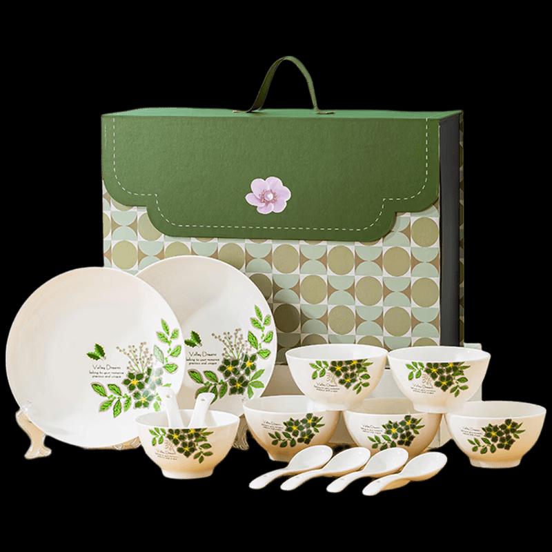 JIN MING LI Chinese Ceramic Dinnerware Set (14-Piece)