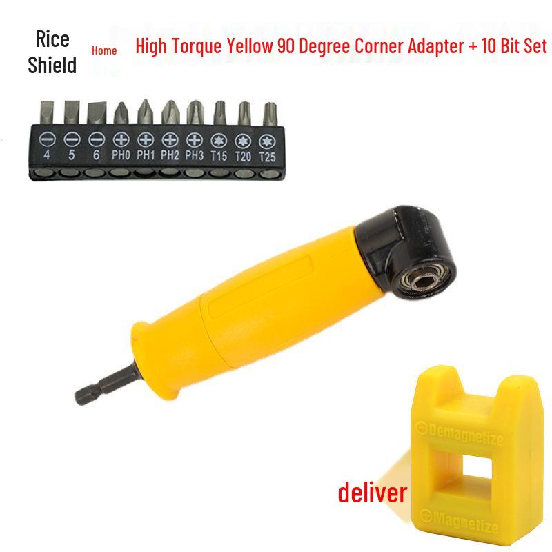 Universal Right Angle Flexible Screwdriver Attachment with Electric Drill Connection