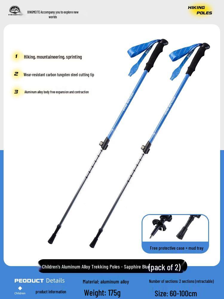 Kids' Folding Trekking Poles: Aluminum, Non-slip, Shock-Absorbing Design for Outdoor Hiking