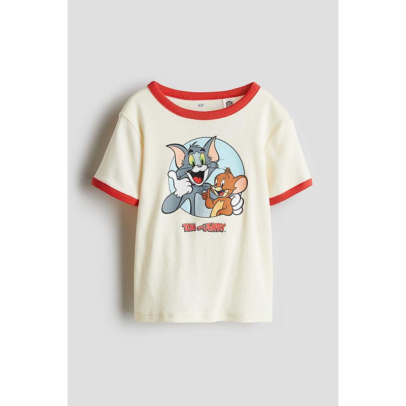 

[Cat and Mouse] HM Children s Clothing Boys Girl T-shirt 2025 Autumn New Cartoon Short Sleeve Tops 1264690 Light yellow/Cat and Mouse 120/60(4-6Y)