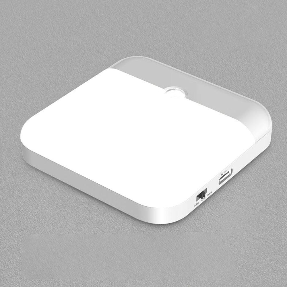 Motion Sensor Led Night Light Usb Charging Square Lamp for Bedroom Kitchen Stair Hallway Wardrobe Cupboard Lighting