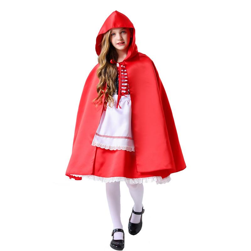 Children's Girl Halloween Little Red Riding Hood Costume Performance Costume Princess Dress Dress Set