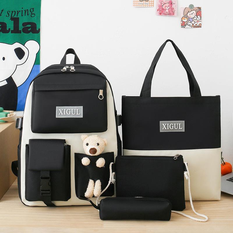 

Школьный рюкзак Рюкзак для ученика средней школы Рюкзак из четырех предметов для ученицы старшей школы чёрный