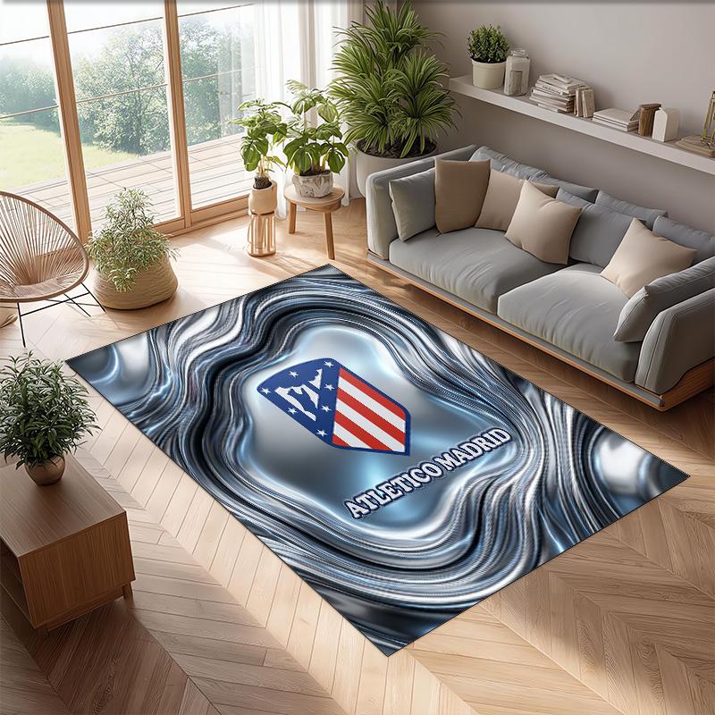 Atletico Madrid Printed Flannel Area Rug Non Slip Soft Polyester Floor Carpet Indoor Decor Mat for Bedroom Living Room Sofa Game Room Home Decoration