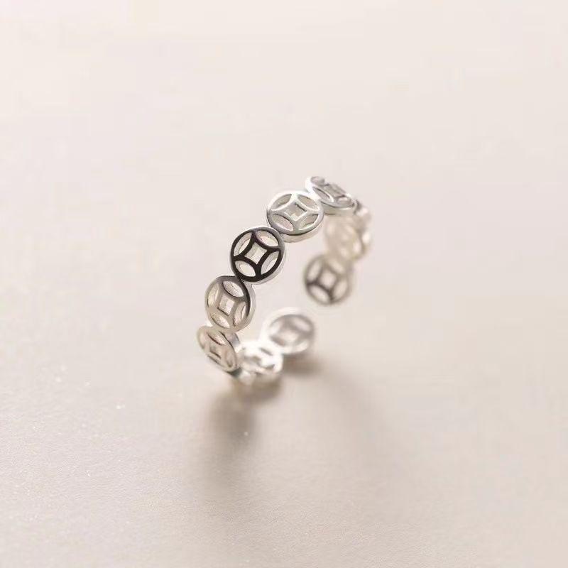 Douyin Silver-Plated Adjustable Coin Ring for Students