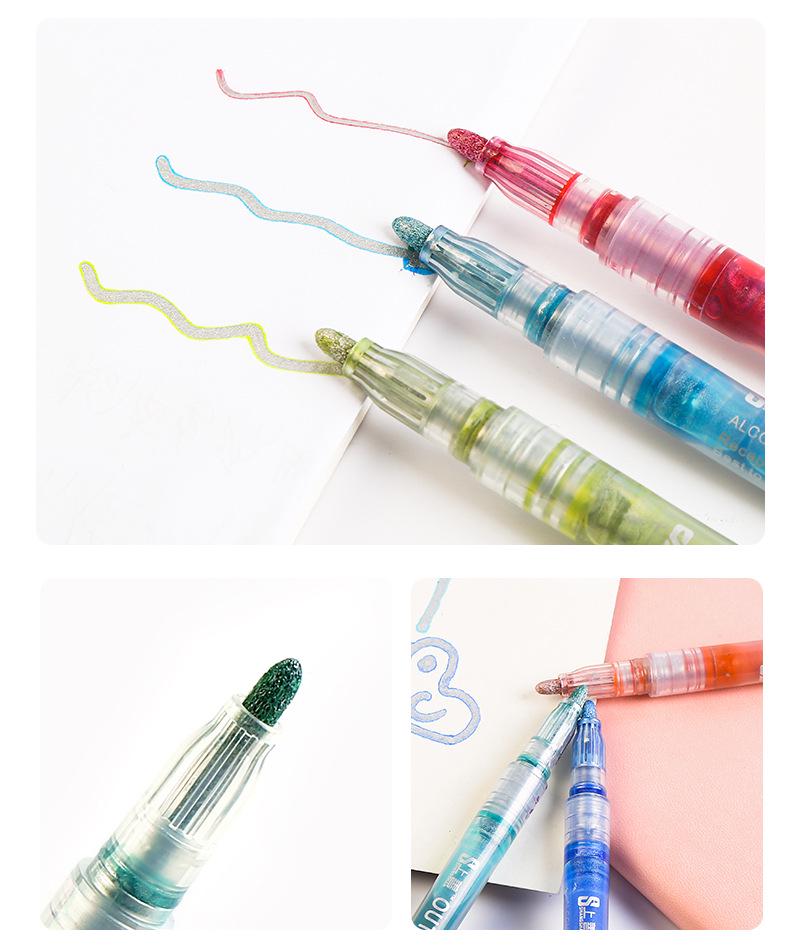Children's Dual-Line Outline Highlighter Pen Set - 8 or 12 Colors for Drawing and Journaling