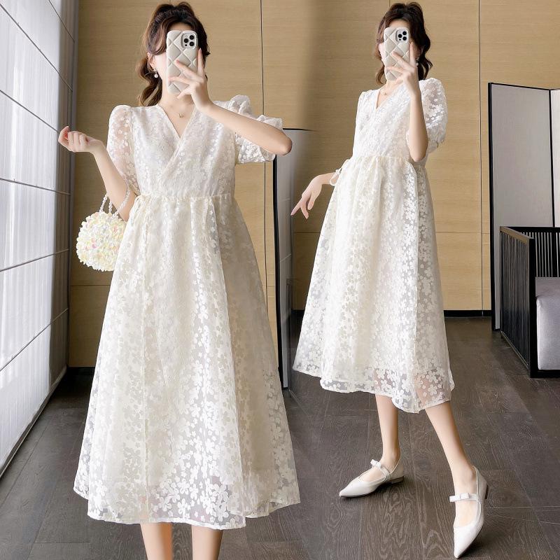 2026 Summer V-Neck Celebrity Short Sleeve Maternity Dress