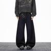 Women's American Retro Pink Graffiti Wide-Leg Jeans