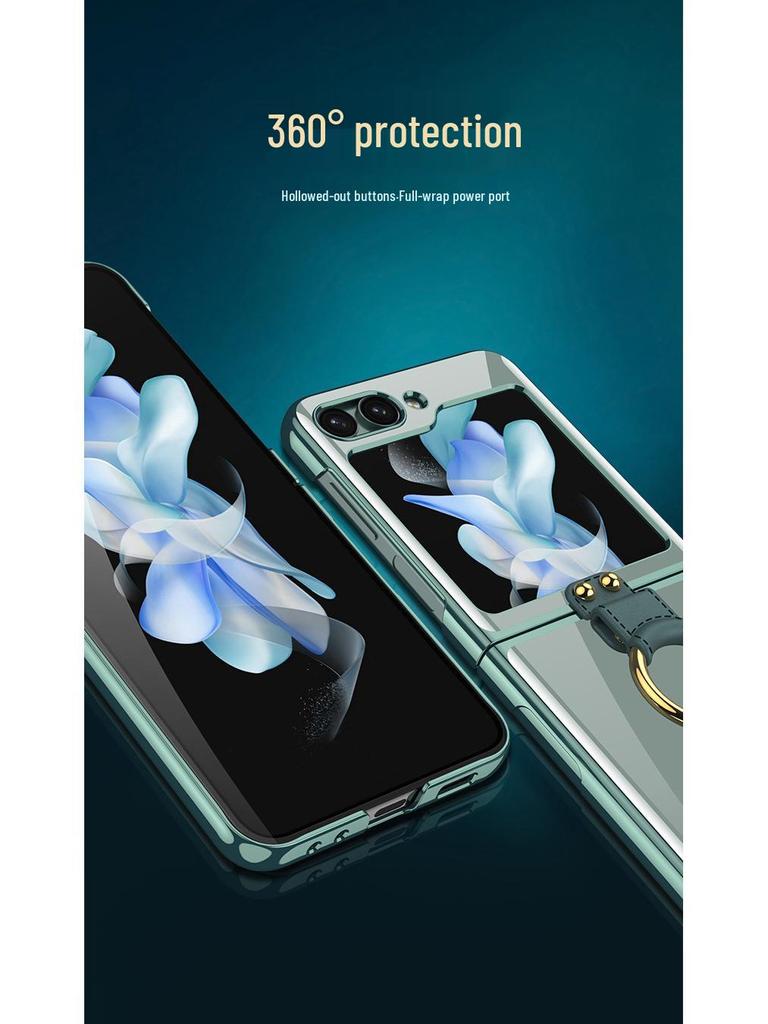 Samsung Z Flip5 Case with Ring: Electroplated, Foldable, Anti-Fall Protection