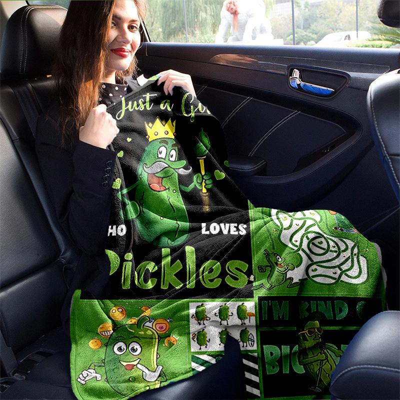 1pc Pickle Lover's Home Decor Collection Pickle Themed Throw Blanket, Couch Cover, Travel & Blanket .W015