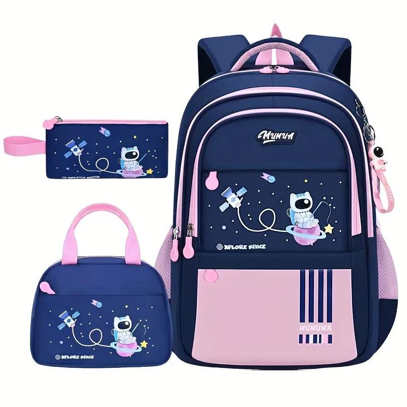 Set da 3 pezzi Zaino Scolastico per Ragazzi con Borsa Pranzo Astuccio Set Zaini Scuola Elementare per Ragazzi Ragazza Zaini per Libri Zaino per Bambini Astronauta
