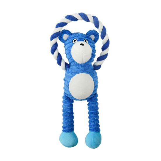 

Squeaky Dog Toy Cotton Rope Dog Toy with Built-In Sound Generator Durable Plush Chew Toy for Small Large Dogs Teeth Cleaning Boredom Relief Pet Toys синий