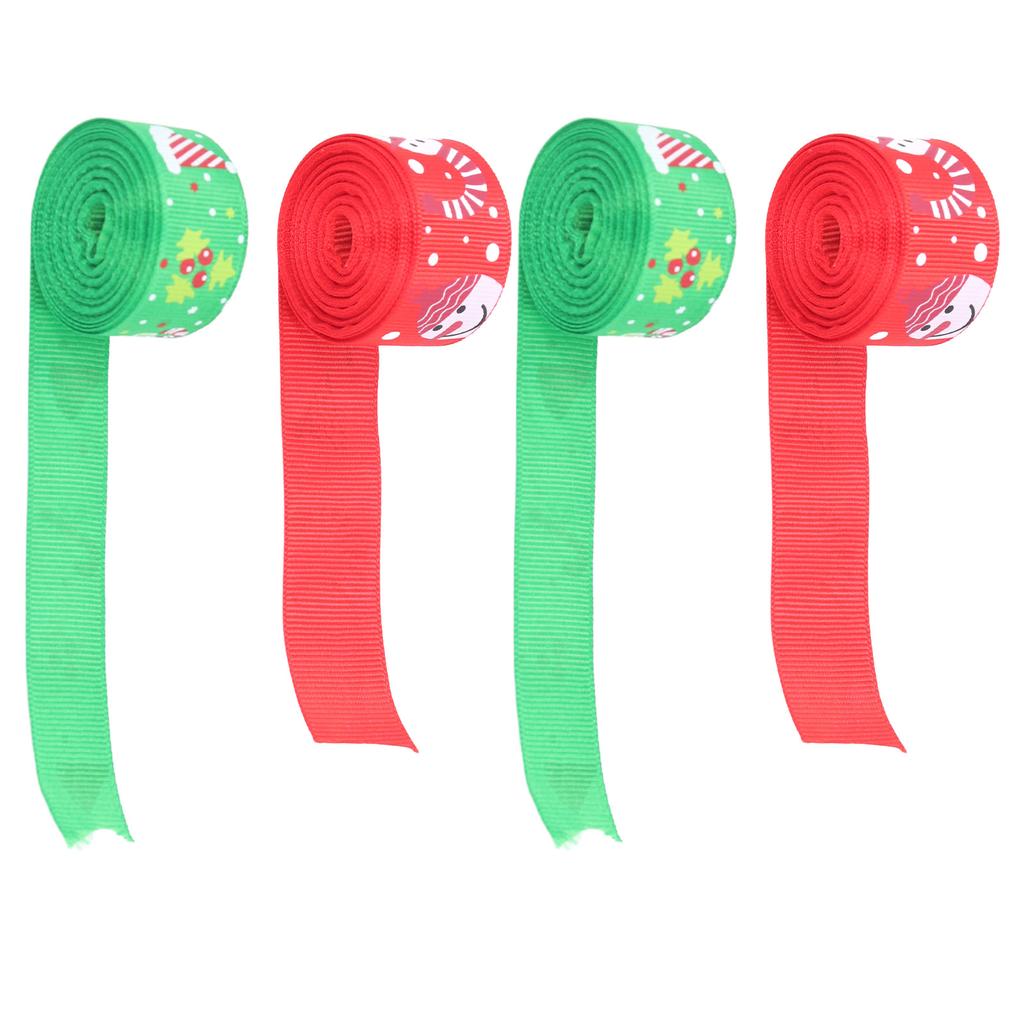 4Pcs Gift Ribbon Premium Polyester Bright Colors Exquisite Pattern Wide Application Wrapping Ribbon