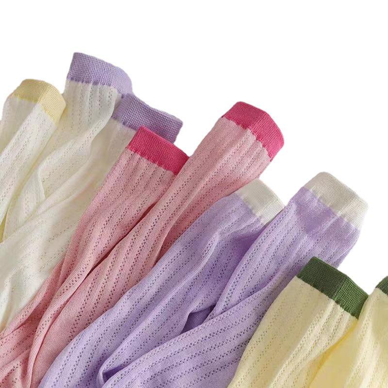 Korean Style Summer Thin Mesh Mid-Tube Cotton Socks In Pastel Colors