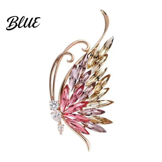 Butterfly Brooch Rhinestone Wing Lapel Pin Sweater Women Cardigan Coat
