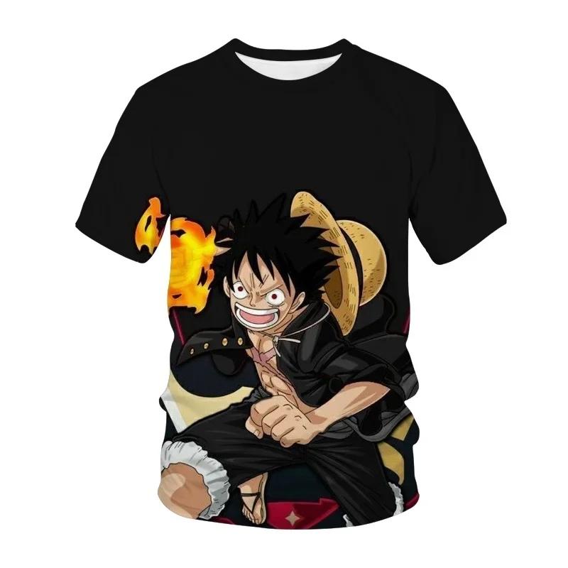 Summer New Japanese Animation Short Sleeve  3D Printing  Men's Clothing Casual Round Neck