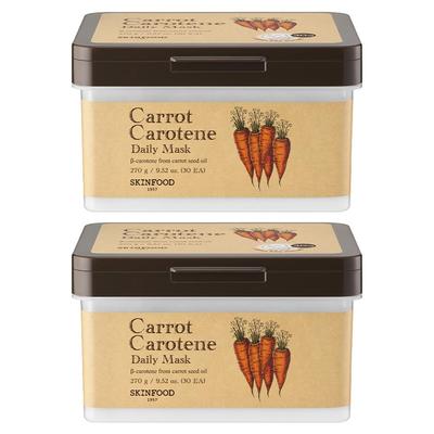 Maschera Viso Quotidiana alla Carota e Carotene 60 Fogli (30 Fogli x 2 pz) Maschera Viso Vegana Lenitiva e Idratante al Beta-Carotene