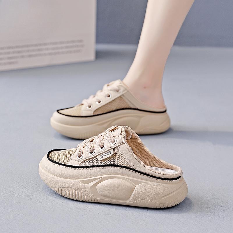 

Best-selling Thick-soled Breathable Shoes Casual and Versatile One-step Flip-flops Women s Shoes 40 хакі