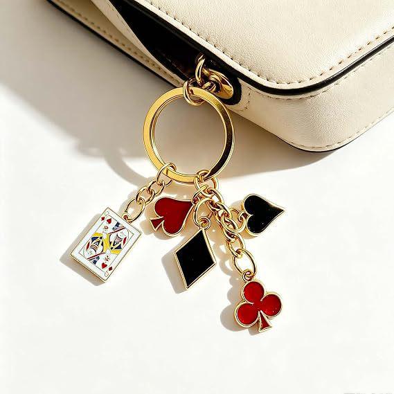 Classic Card Poker Keychain - Lucky Money Pendant and Halloween Ornament