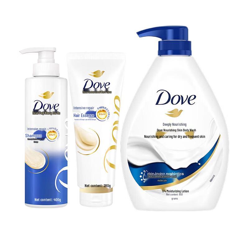 DOVE Intensive Nourishing Shampoo & Conditioner Set with Body Wash