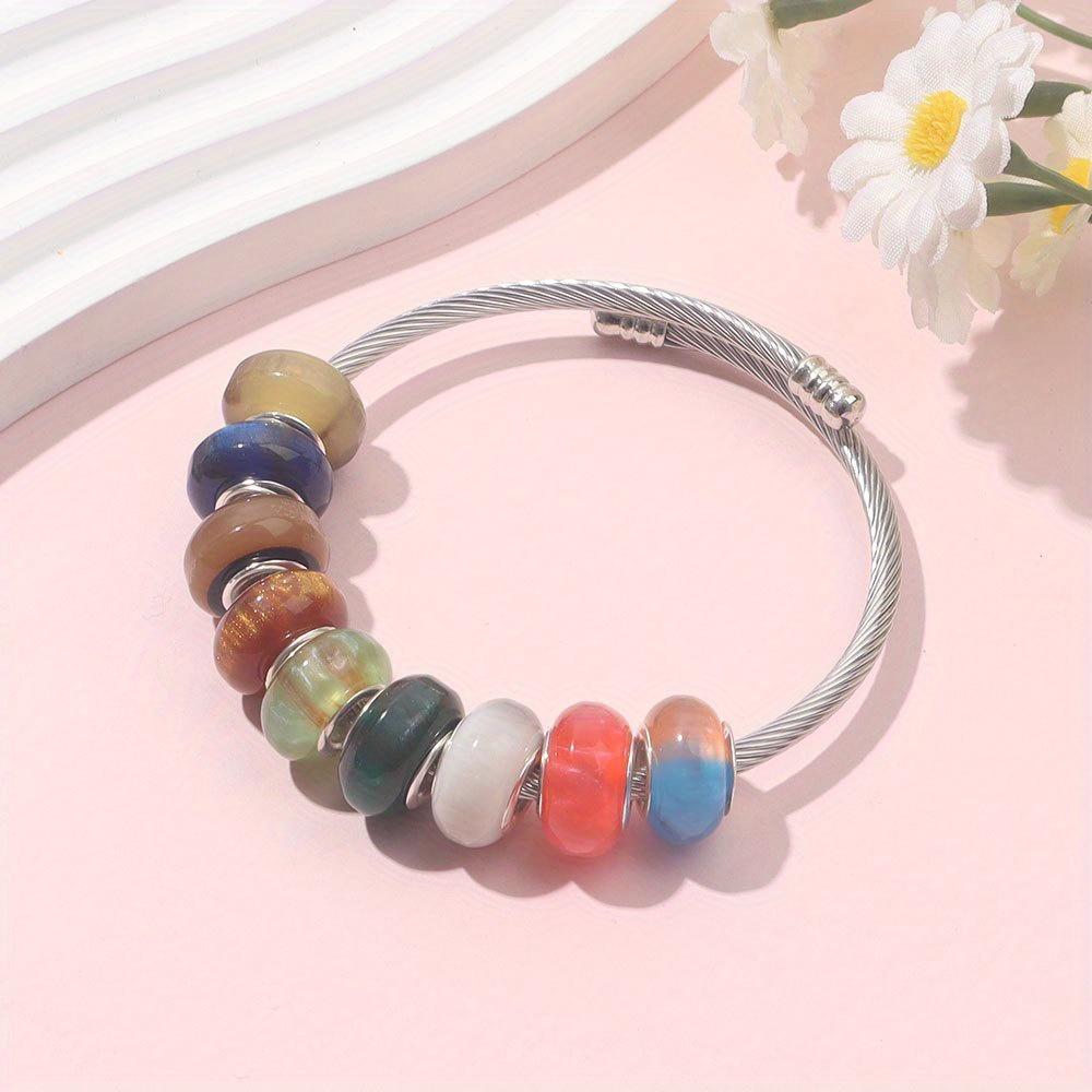 7/14/21pcs European Resin Macroporous Beads, Loose Spacing Beads, Pendant Beads, DIY European Bracelets, Necklaces, Jewelry Making