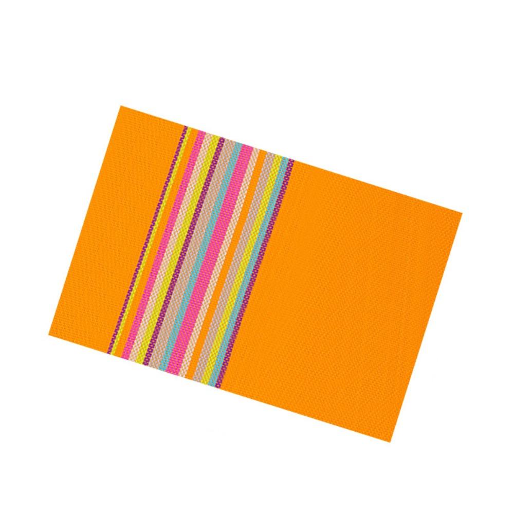 6 Pieces Waterproof Insulated Plate Mat PVC Place Mats Colorful Strip Table Mat  Dining Table