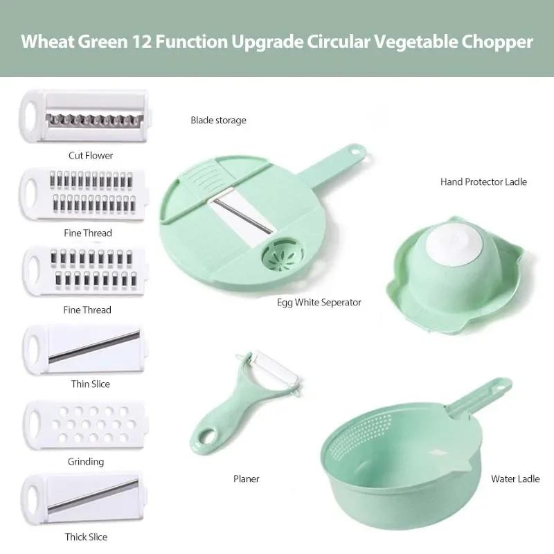 12 In 1 Multi-Functional Vegetable Chopper Potatoes Manually Cut Shred Slicer Radish Grater Kitchen Tools For Hotel/Commercial