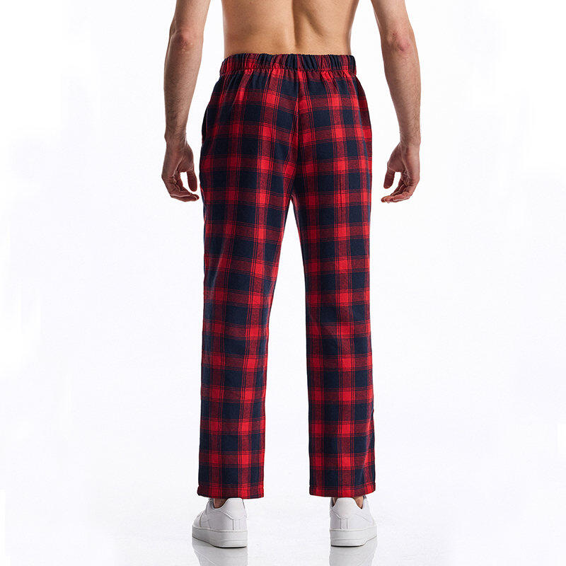 Men's Casual Pants Summer Autumn Checkered Print Pants Loose Fit Elastic Waistband with Drawstring Stylish and Comfortable