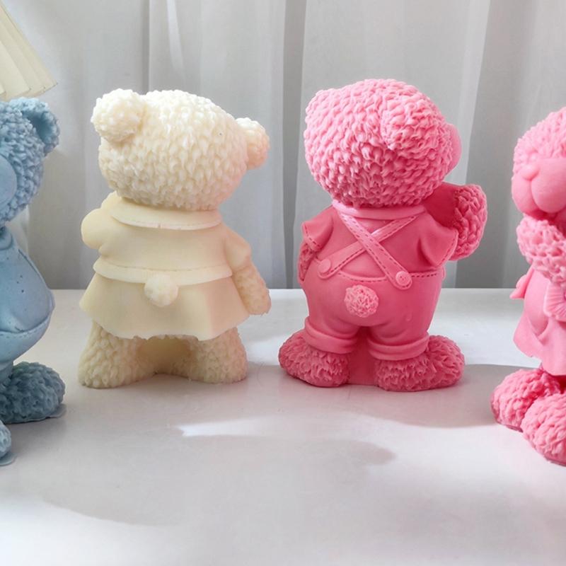3D Standing Bear Shape Candle Silicone Mold for DIY Hand-made Candle Ornaments Mould Handicrafts Making Tool Baking Mold
