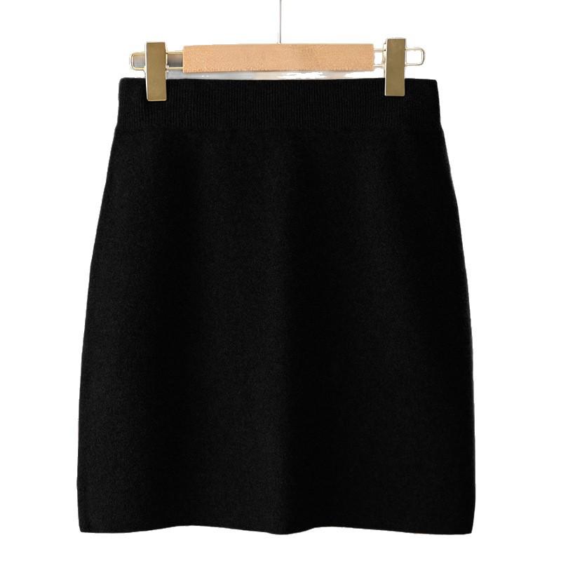 Women's High-Waisted Cashmere Knit Bodycon Skirt - Slimming, Hip-Hugging, Autumn/Winter Fashion