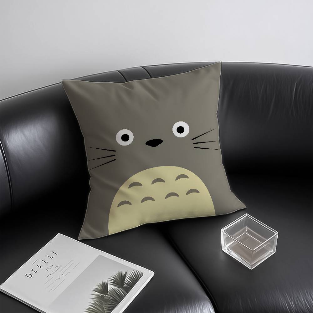 Anime T-Totoro Kussensloop Anti-Huisstofmijt Onzichtbare Rits Bankbed Peach skin 18*18(CM)-1Pcs